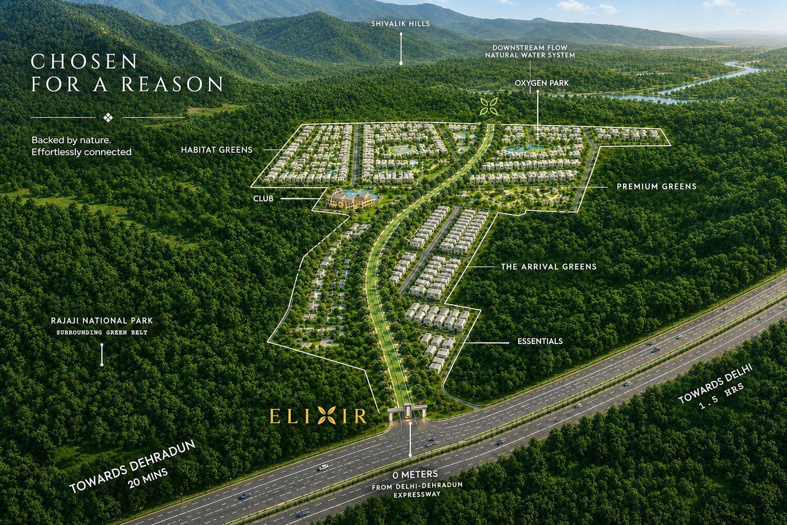 Aerial site view of Elixir Prana